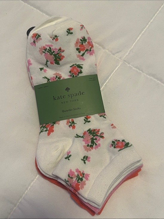 kate spade Other - Kate Spade  3 Pair White Floral, Pink, & Orange Ankle Socks NWT